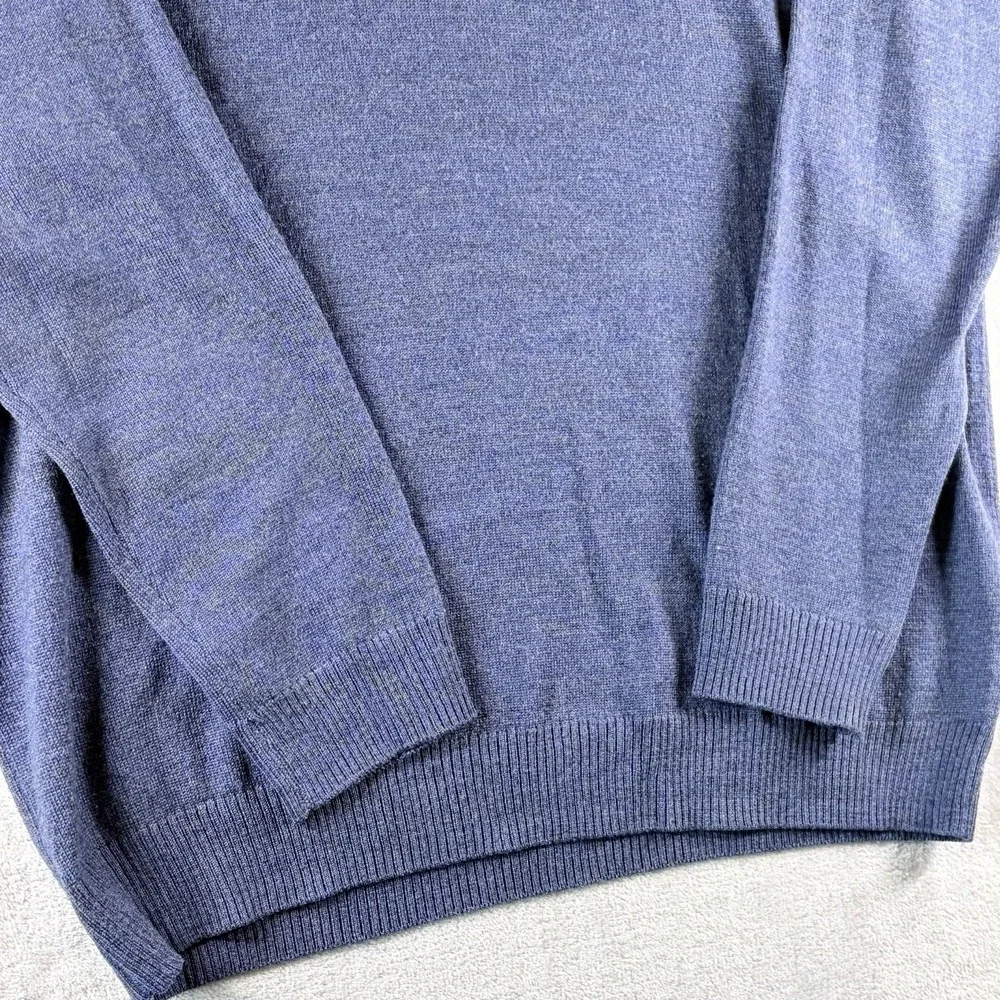 Pronto Uomo Extra Fine Merino Wool V-Neck Sweater Blue Heather Men M
